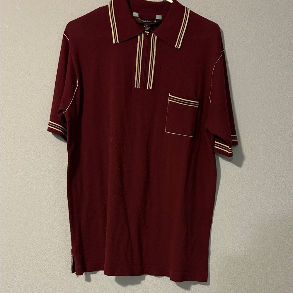 Tommy Bahama Maroon Polo with Cream Stripes